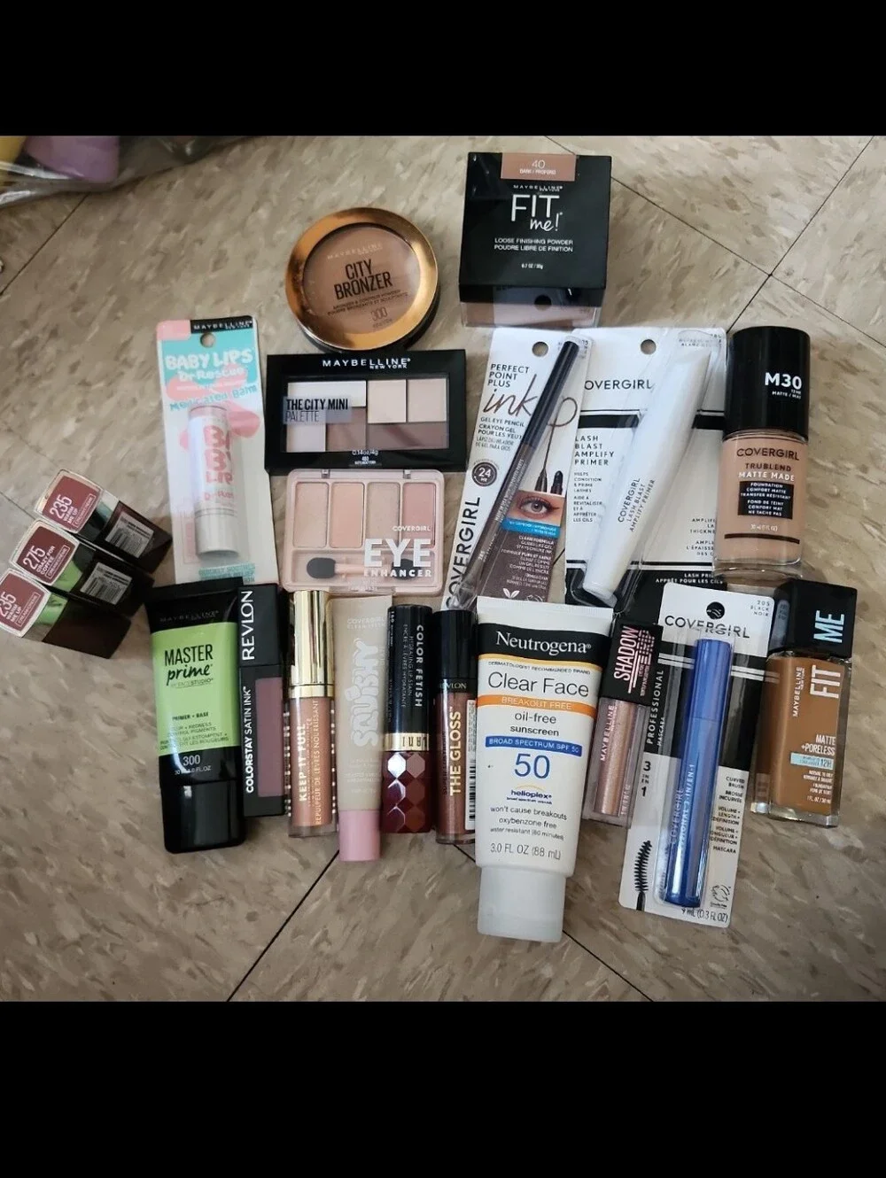 Maybelline & CoverGirl Mixed Face Makeup Set — Pink, Brown, Gold, White